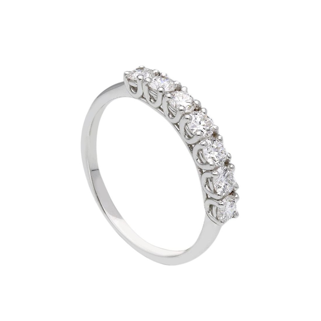 Anello riviere in oro bianco 375/°°° con diamante lab-grown