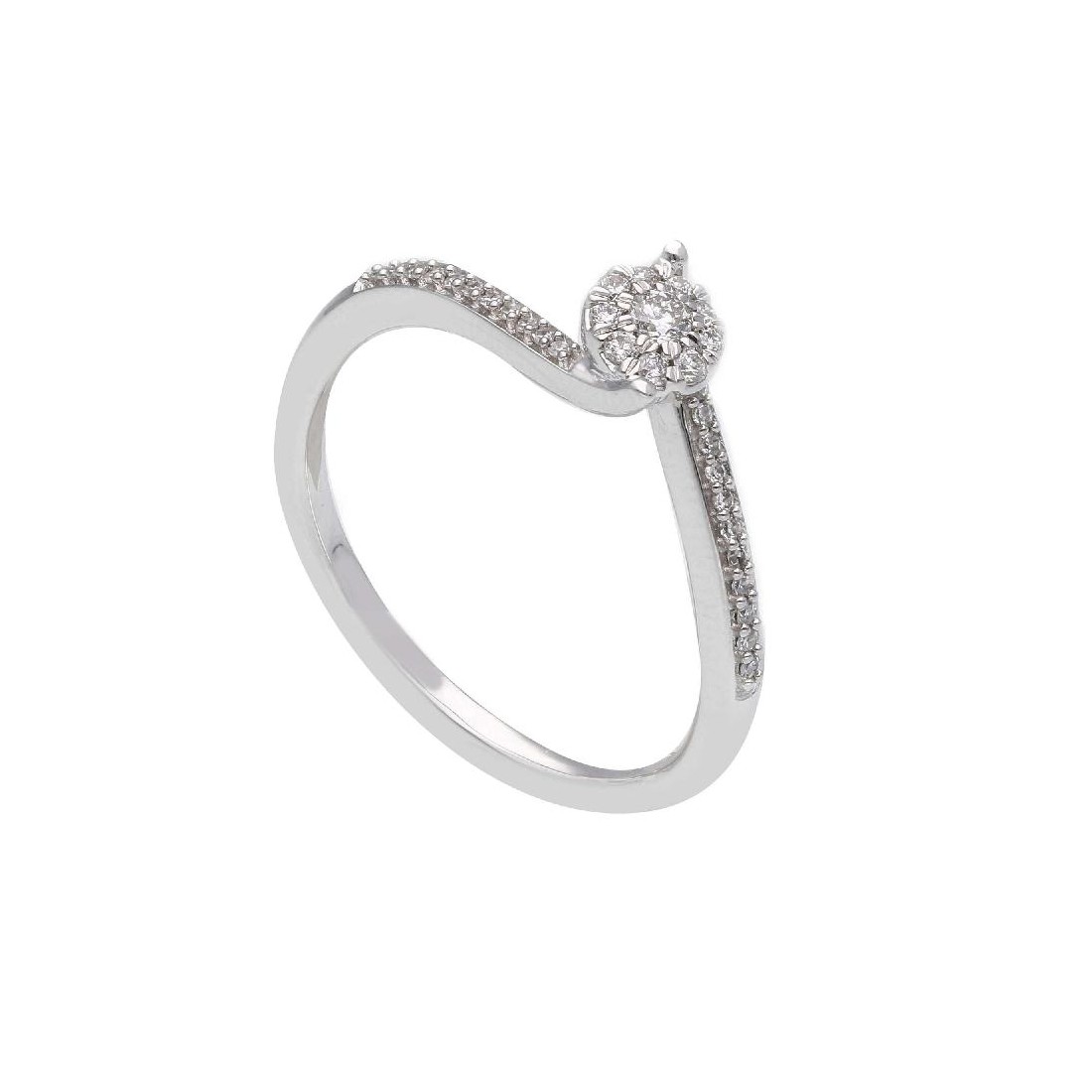 Anello solitario in oro bianco 750/°°° e diamante