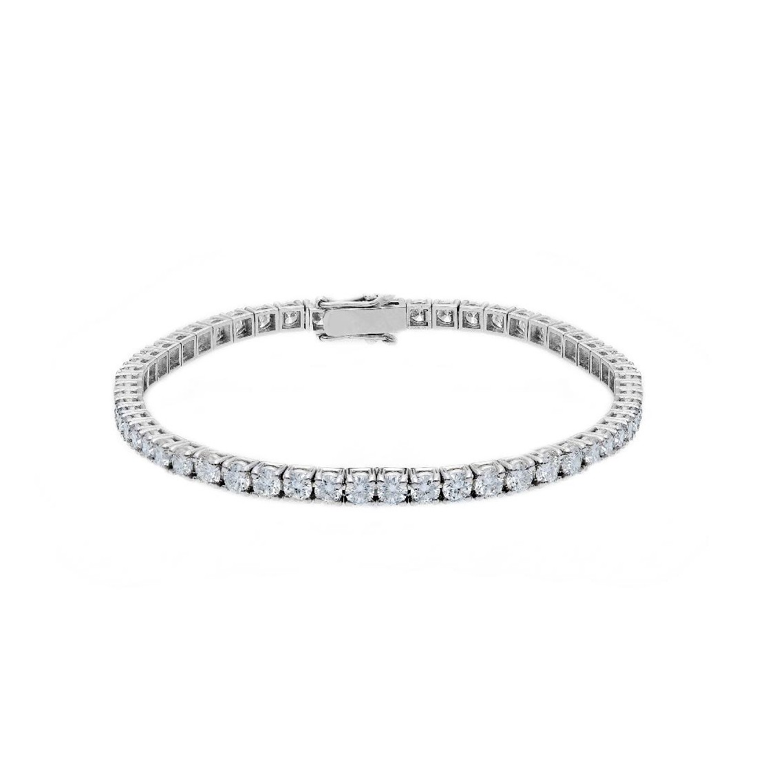Bracciale tennis in oro bianco 375/°°° con diamante lab-grown