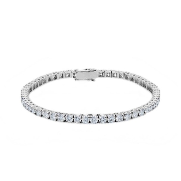 Bracciale tennis in oro bianco 375/°°° con diamante lab-grown