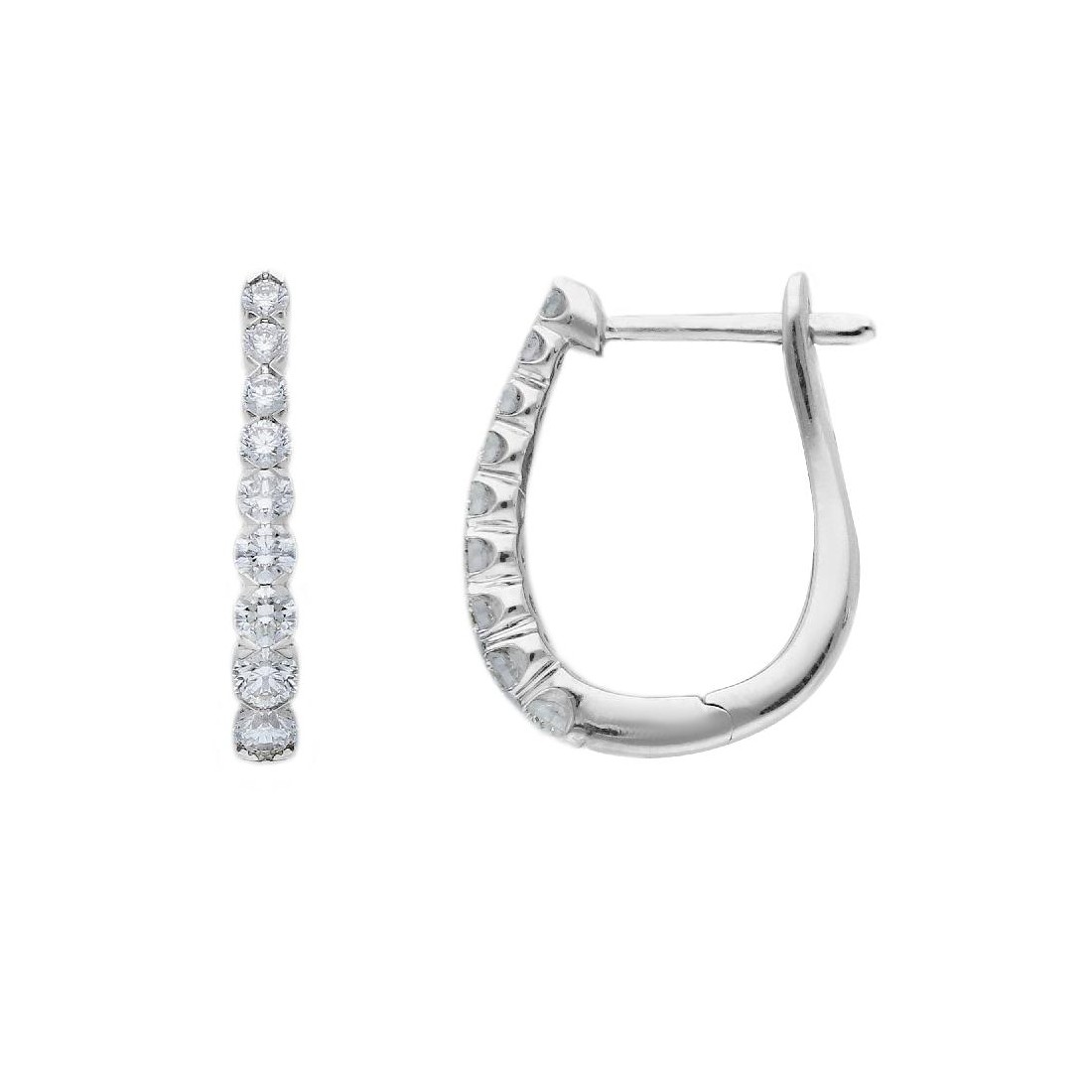 Orecchini in oro bianco 375/°°° con diamante lab-grown
