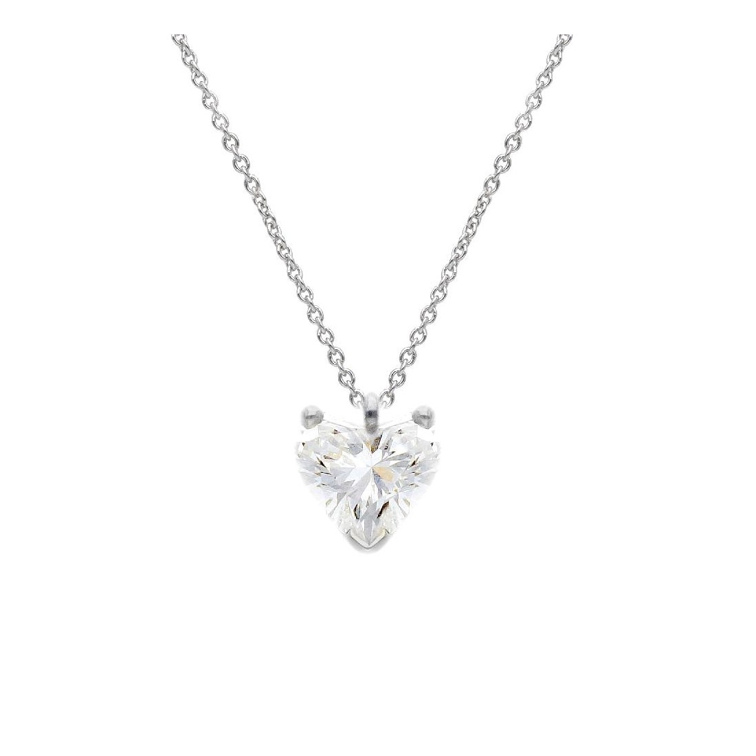 Girocollo in oro bianco 375/°°° con diamante lab-grown con cuore