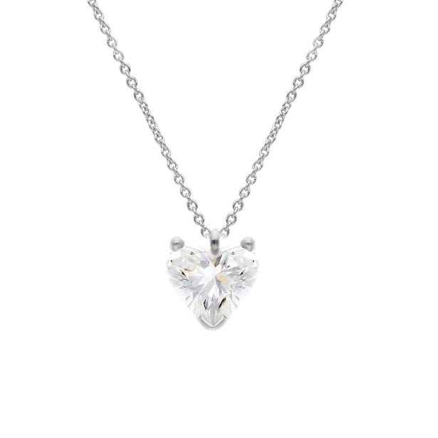 Girocollo in oro bianco 375/°°° con diamante lab-grown con cuore