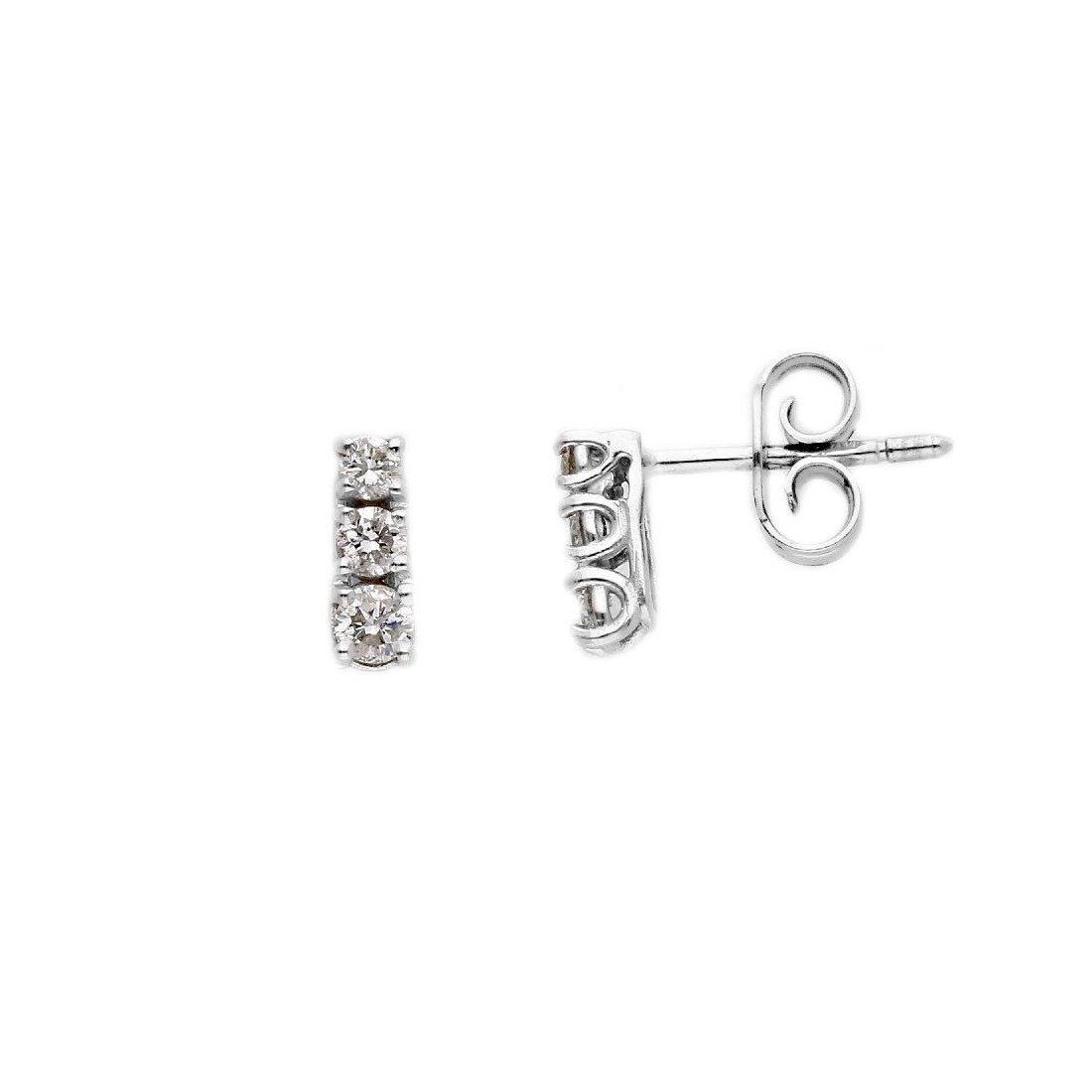 Orecchini trilogy in oro bianco 375/°°° con diamante lab-grown