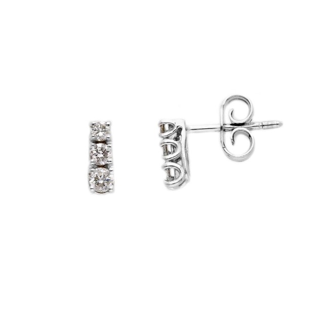 Orecchini trilogy in oro bianco 375/°°° con diamante lab-grown