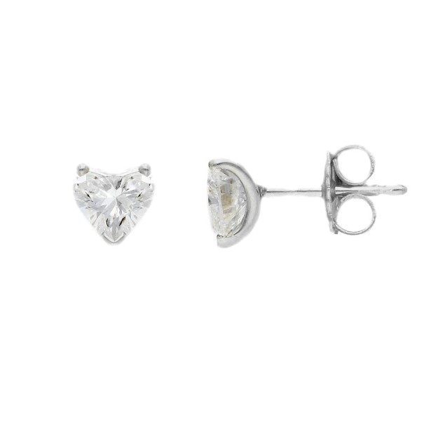 Orecchini lobo in oro bianco 375/°°° con diamante lab-grown con cuore
