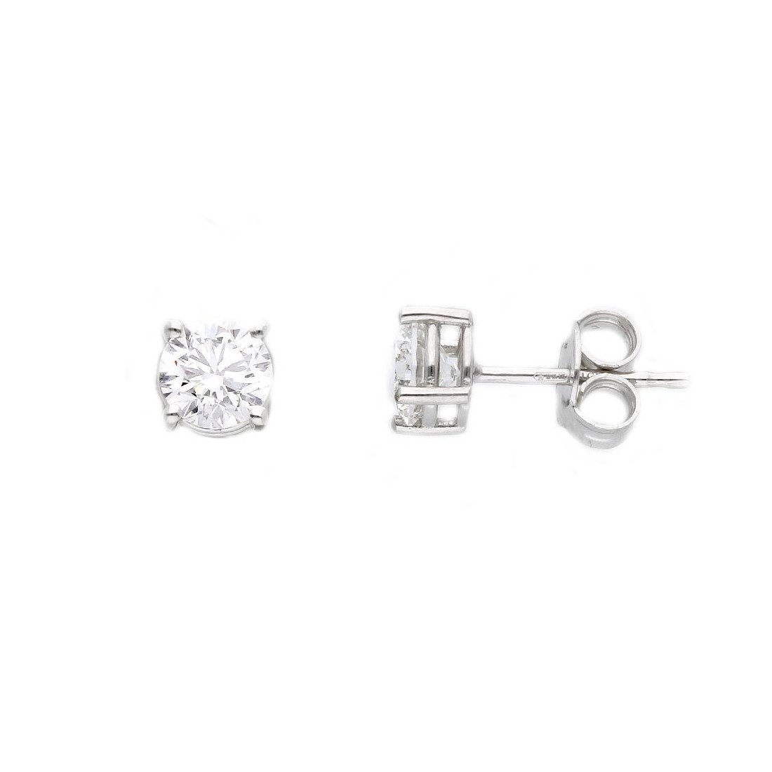 Orecchini punto luce in oro bianco 375/°°° con diamante lab-grown