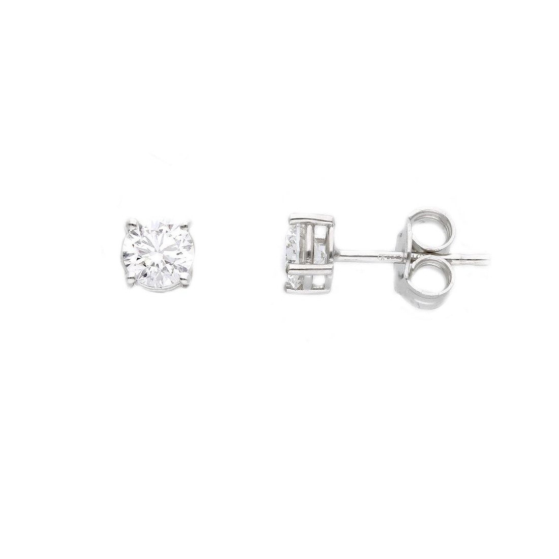 Orecchini punto luce in oro bianco 375/°°° con diamante lab-grown