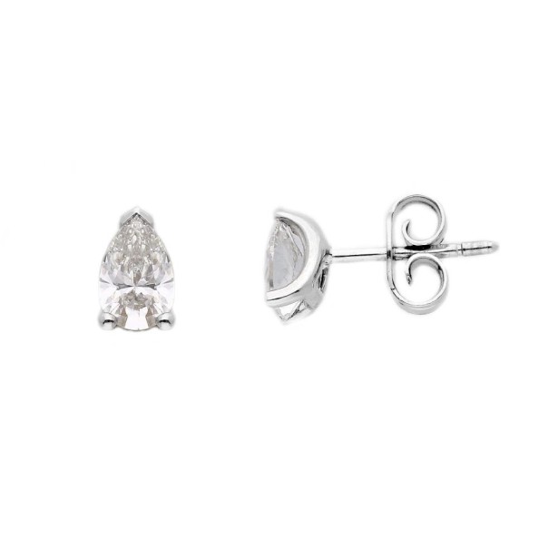 Orecchini lobo in oro bianco 375/°°° con diamante lab-grown con gocccia