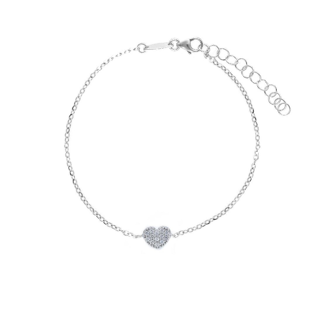 Bracciale oro bianco 375/ooo e zirconia cubica con cuore