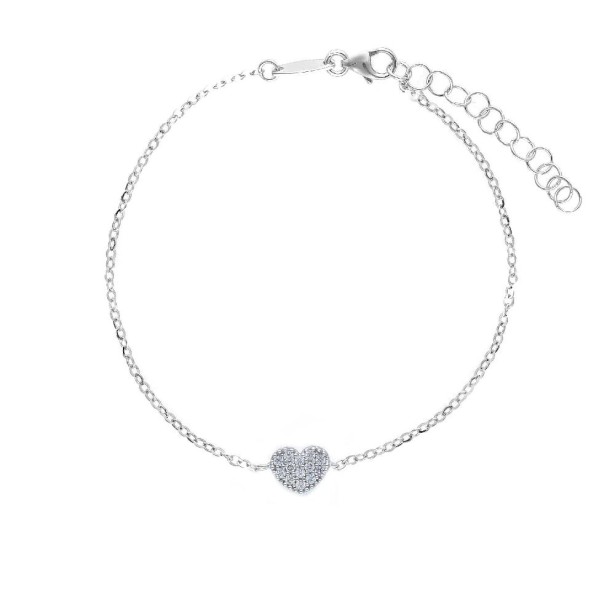 Bracciale oro bianco 375/ooo e zirconia cubica con cuore