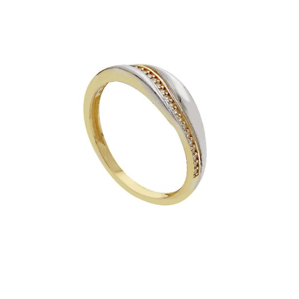 Anello in oro giallo e bianco 375/ooo e zirconia cubica