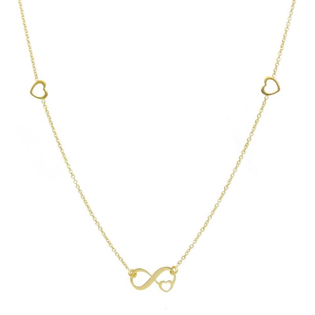 Girocollo in oro giallo 375/ooo con cuori ed infinito