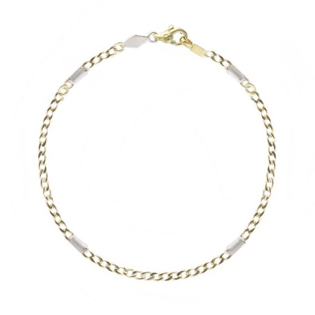 Bracciale catena groumette in oro giallo e bianco 375/°°°