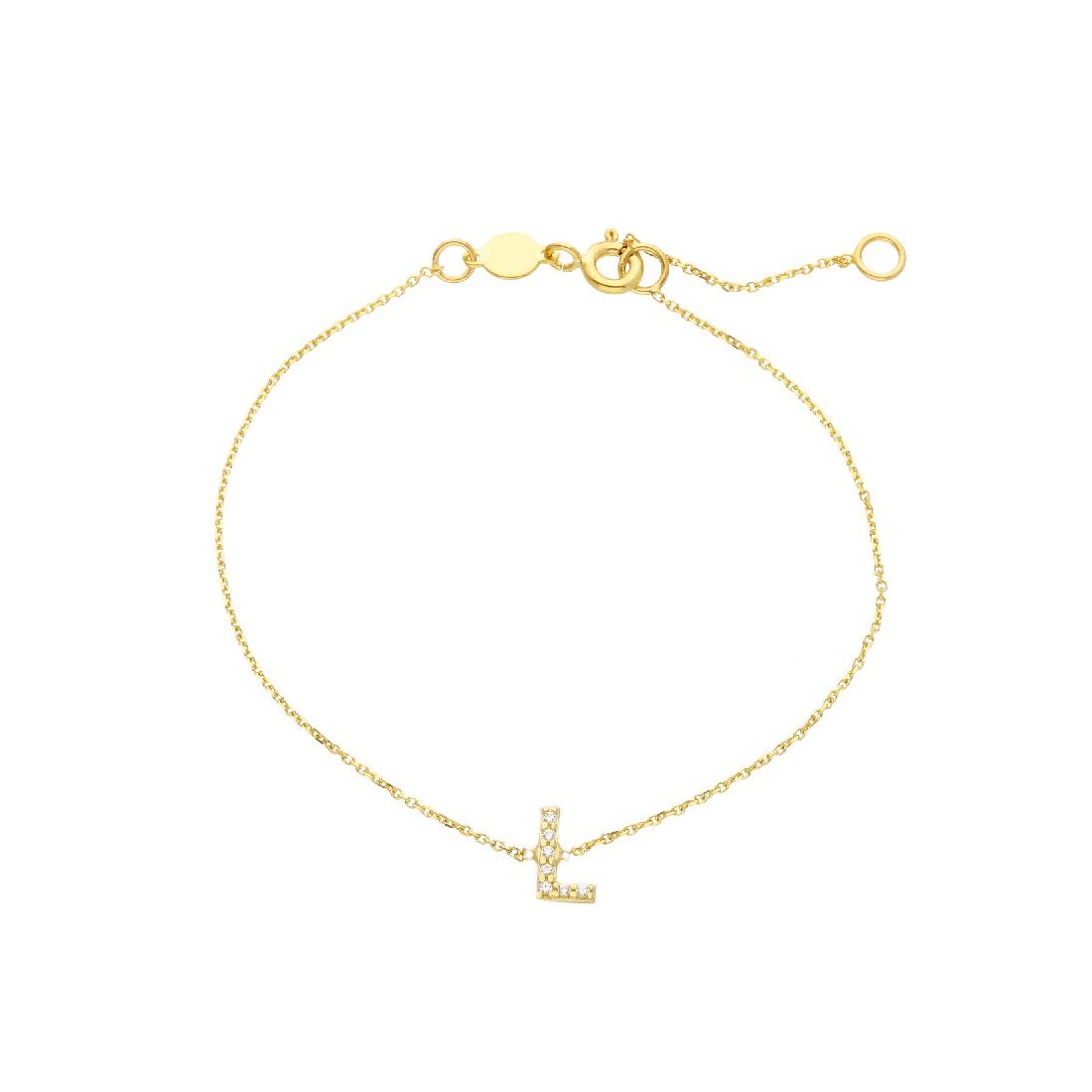 Bracciale in oro giallo 375/ooo e zirconia cubica con iniziale