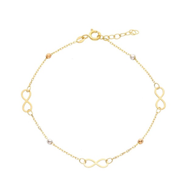 Bracciale in oro tre colori 750/ooo con infinito
