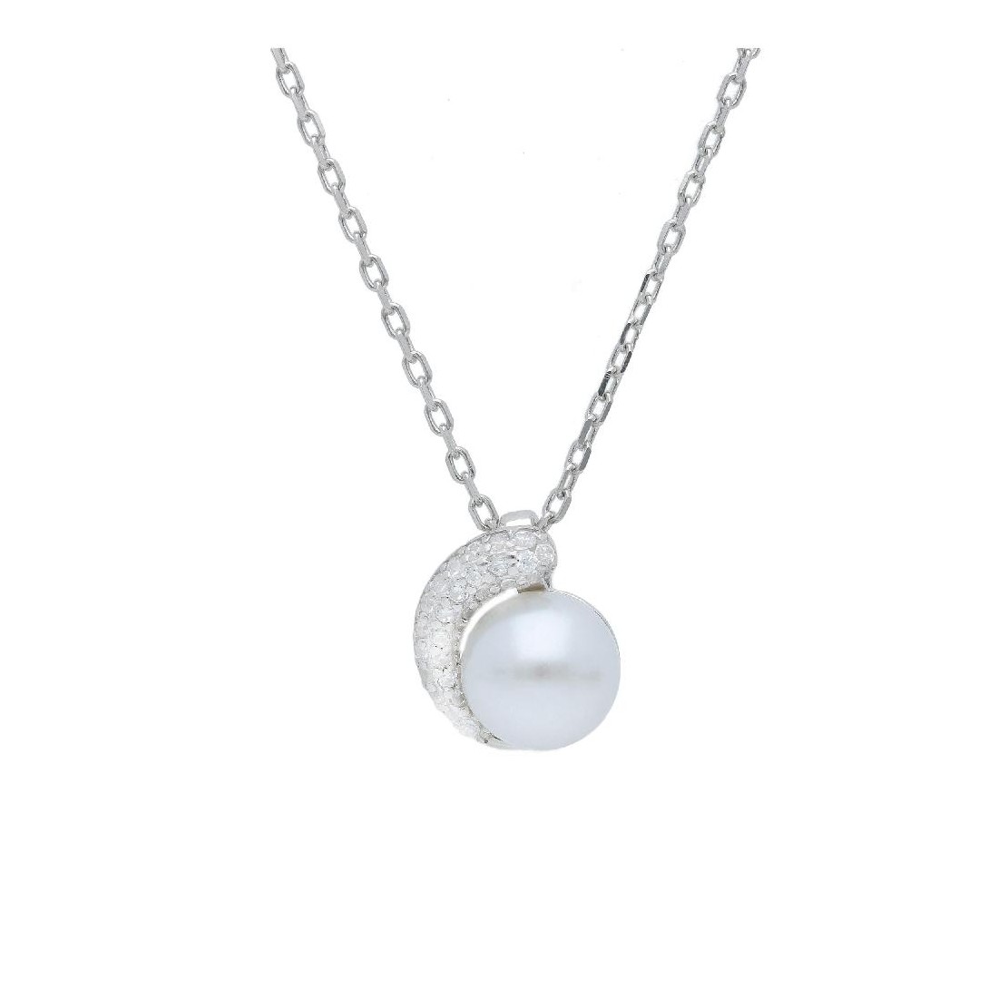 Girocollo in argento 925/ooo perla e zirconia cubica