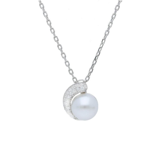 Girocollo in argento 925/ooo perla e zirconia cubica
