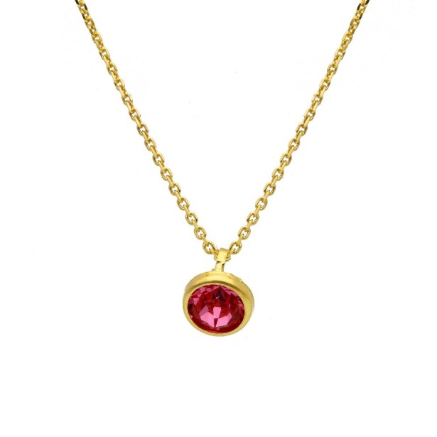 Girocollo punto luce in argento dorato 925/ooo e cristallo artificiale rosa