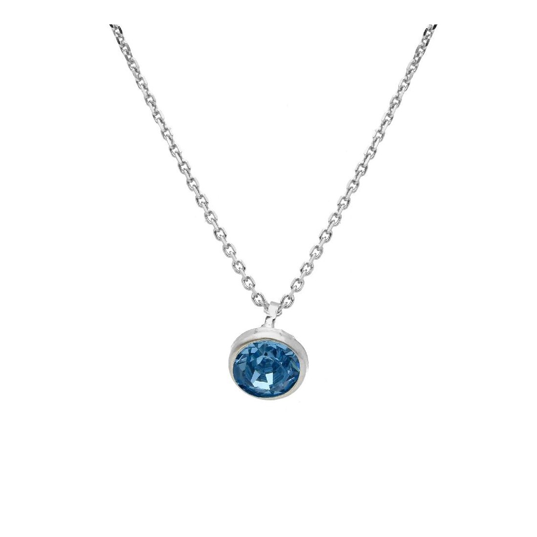 Girocollo in argento 925/ooo e cristallo artificiale azzurro