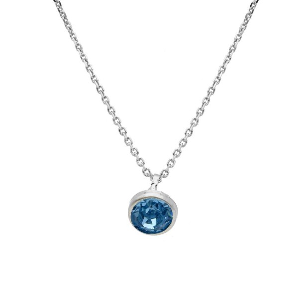 Girocollo in argento 925/ooo e cristallo artificiale azzurro