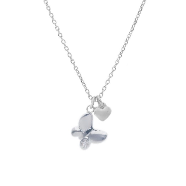 Girocollo in argento 925/ooo e zirconia cubicacon farfalla e cuore