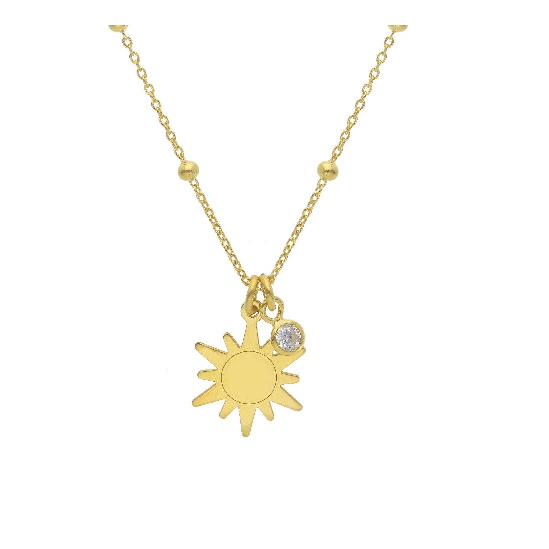 Girocollo in argento dorato 925/ooo e zirconia cubica con sole