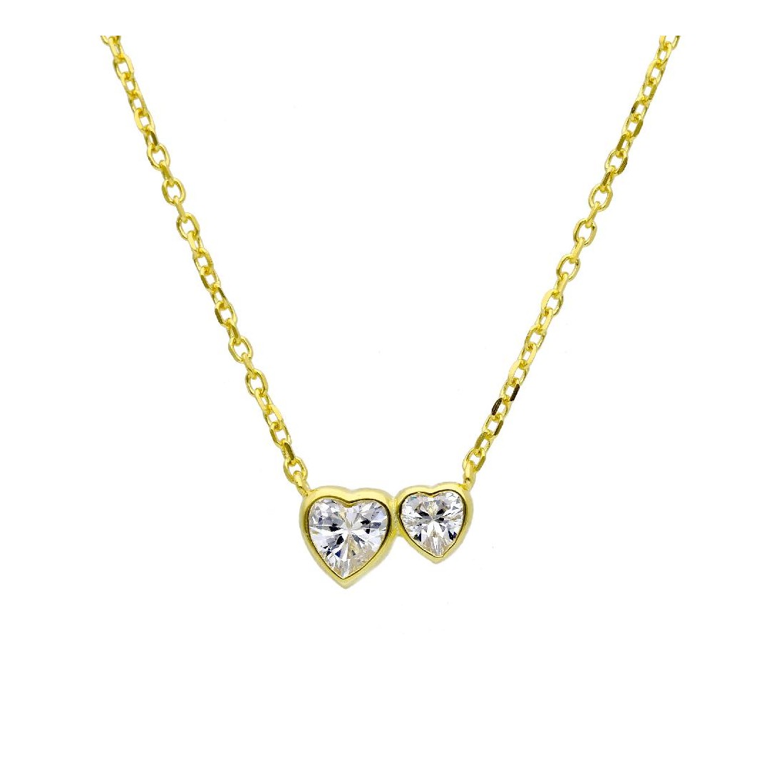 Girocollo in argento dorato 925/ooo e zirconia cubica con cuore