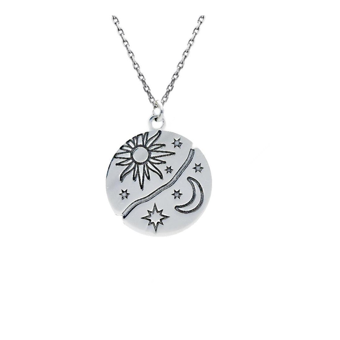 Girocollo in argento 925/ooo con sole e luna