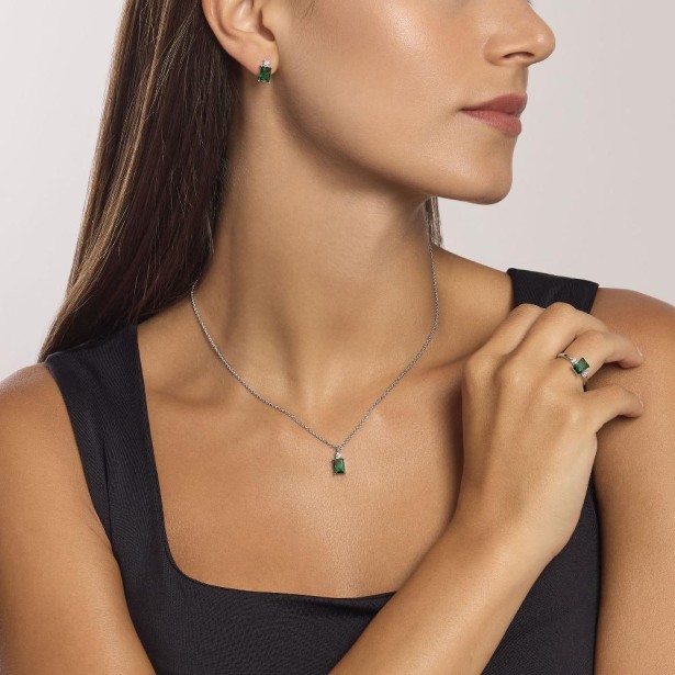 MABINA 523432 - Anello in argento 925/°°° smeraldo sintetico e zirconi