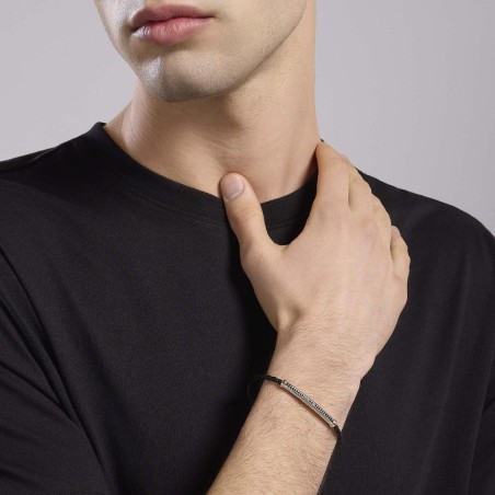 MABINA 534000 - Bracciale in argento 925/°°° lab leather e rifiniture placcate oro 18Kt