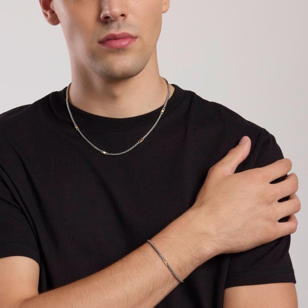 MABINA 553748 - Collana in argento 925/ººº e elementi placcati oro 18Kt