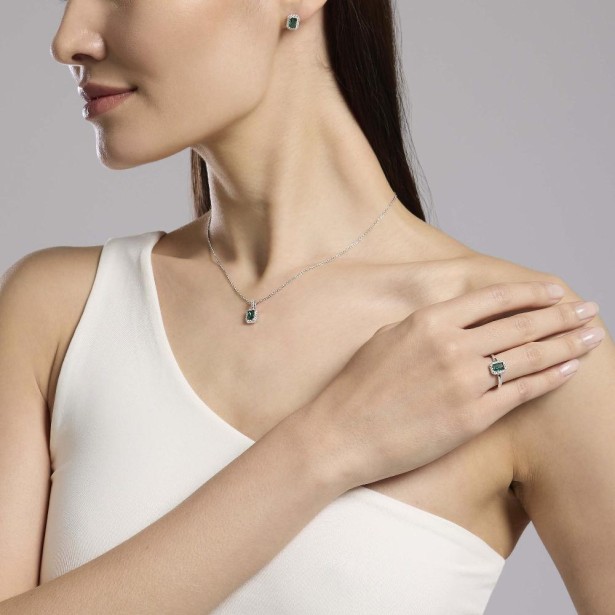 MABINA 553787 - Girocollo in argento 925/°°° smeraldo sintetico e zirconi