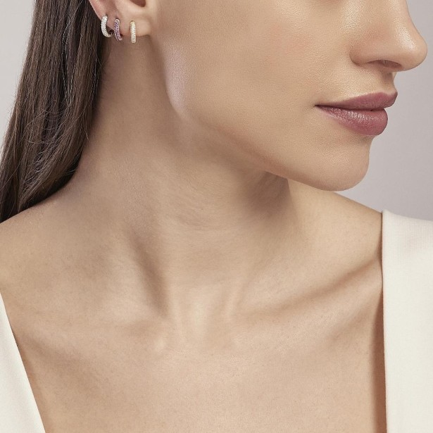 MABINA 563521 Orecchini a cerchio in argento 925/°°° rodiato con zirconi