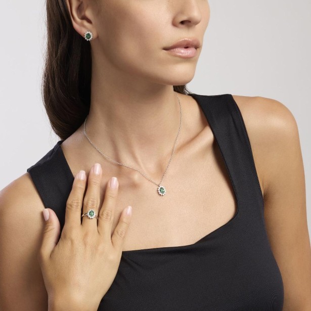 MABINA 563715 - Orecchini in argento 925/°°° smeraldo sintetico e zirconi