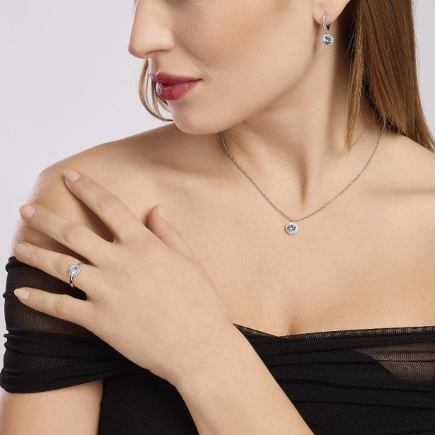 MABINA 563787 - Orecchini in argento 925/°°° acquamarina sintetica e zirconi