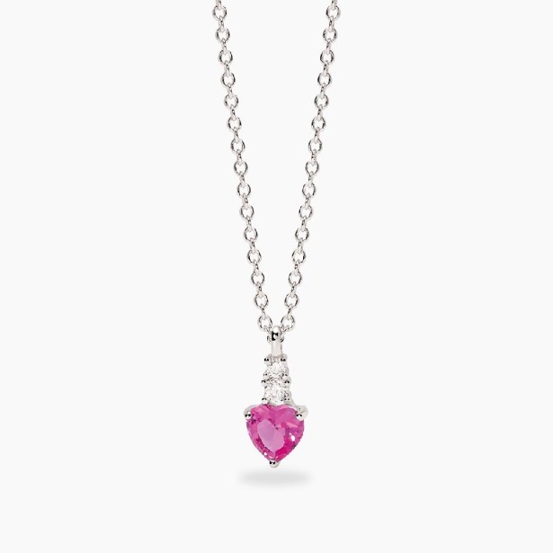 MABINA 553860 - Girocollo in argento 925/°°° corindone rosa sintetico e zirconi