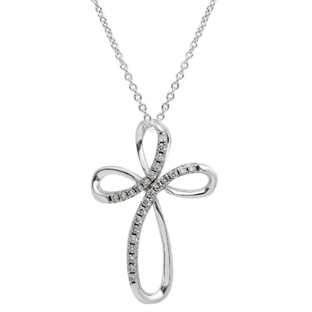 Girocollo Croce in oro bianco 375/ooo con diamanti