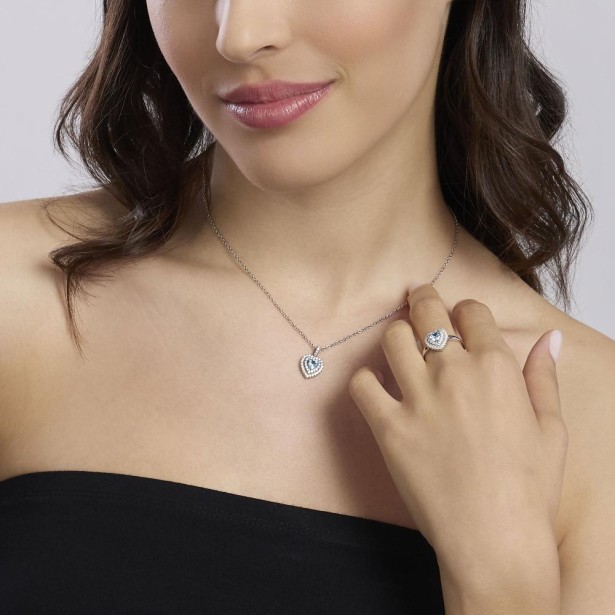 MABINA 523476 - Anello in argento 925/°°° acquamarina sintetica e zirconi