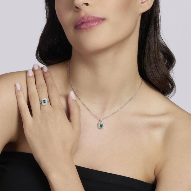 MABINA 523491 - Anello in argento 925/°°° smeraldo sintetico e zirconi