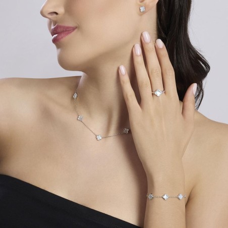 MABINA 563927 Orecchini fiore con madreperla e zirconi