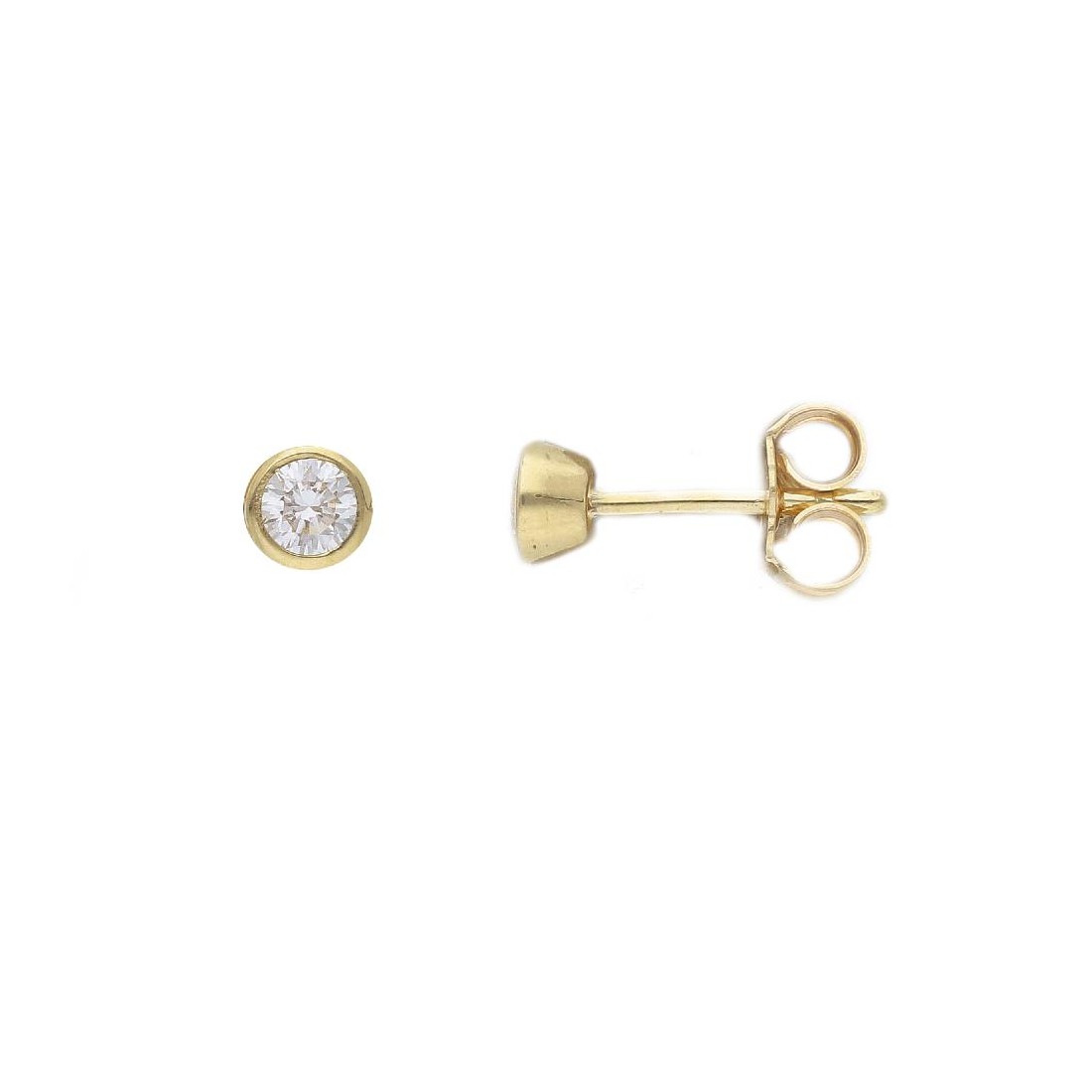 Orecchini lobo in oro giallo 375/°°° con diamante lab-grown