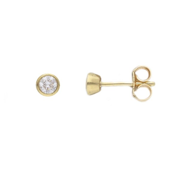 Orecchini lobo in oro giallo 375/°°° con diamante lab-grown