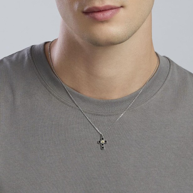 MABINA 553819 - Collana in argento 925/°°° elemento placcato oro 18Kt e zircone