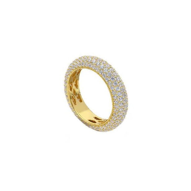 Anello eternity in argento dorato 925/°°° e zirconia cubica