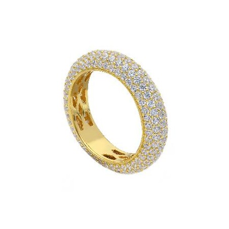Anello eternity in argento dorato 925/°°° e zirconia cubica