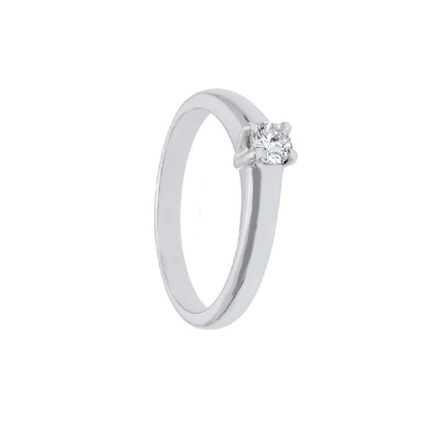Anello solitario in oro bianco 750/ooo e diamante