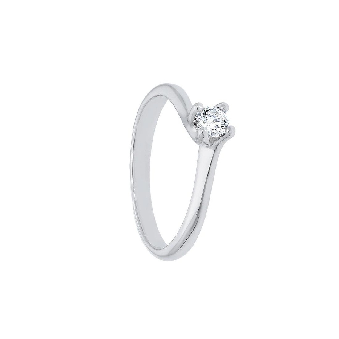 Anello solitario in oro bianco 750/ooo e diamante