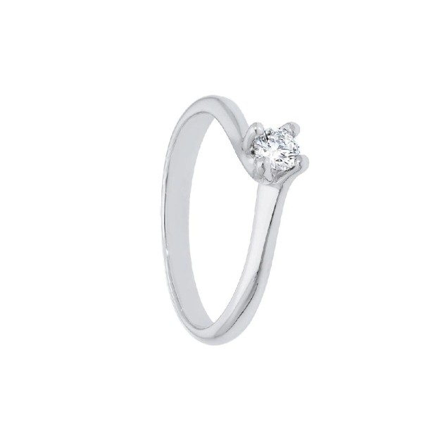 Anello solitario in oro bianco 750/ooo e diamante