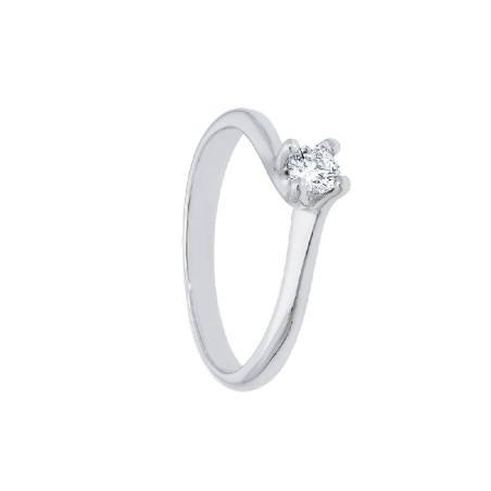 Anello solitario in oro bianco 750/ooo e diamante